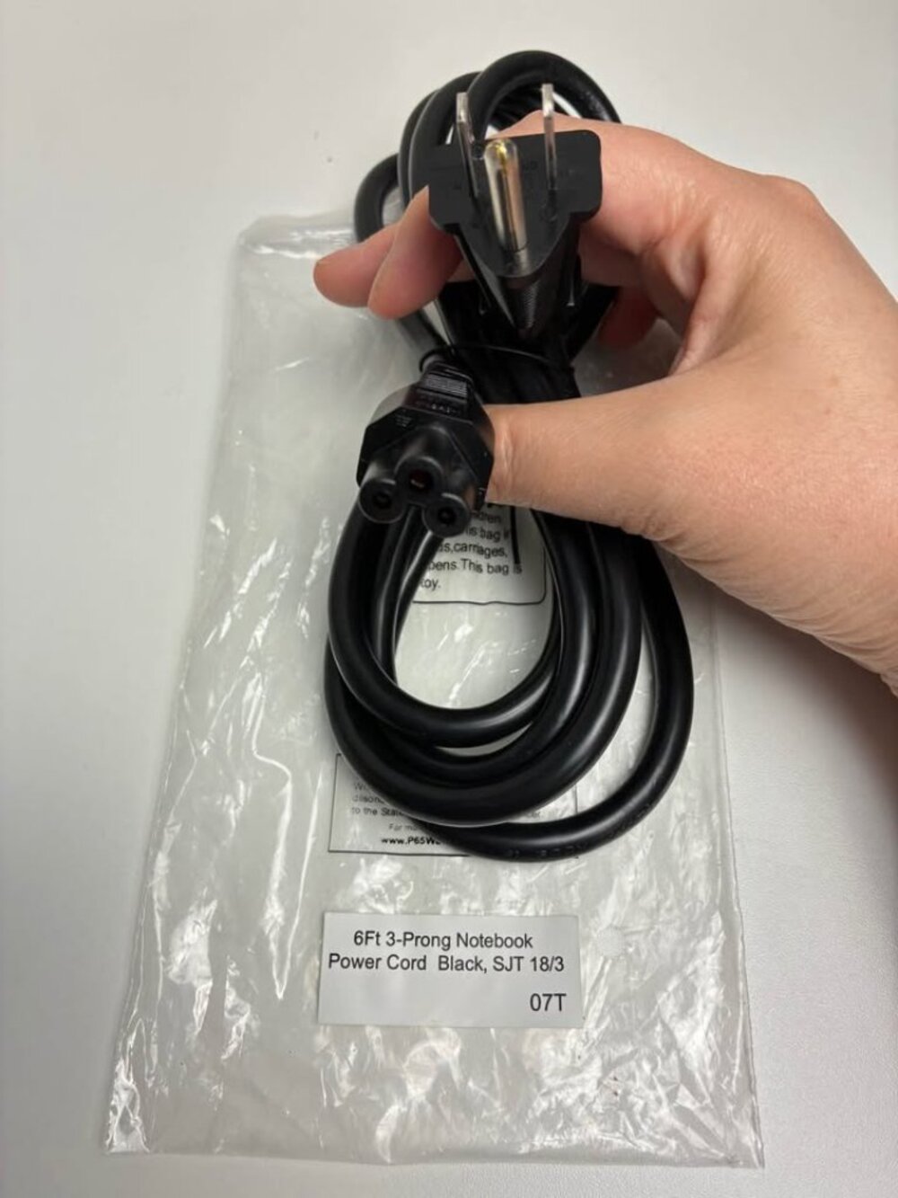 6Ft 3-Prong Notebook Power Cord Black